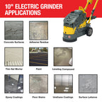 10" Electric Concrete Floor Grinder 1.5HP Motor for Smoothing, Floor Prep, Coatings