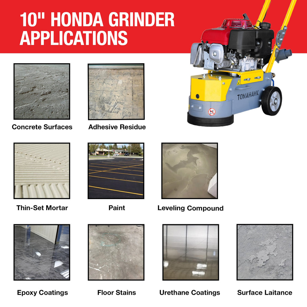PRE ORDER: 10" Honda Concrete Floor Grinder 10HP GXV390 Motor for Smoothing, Floor Prep, Coatings