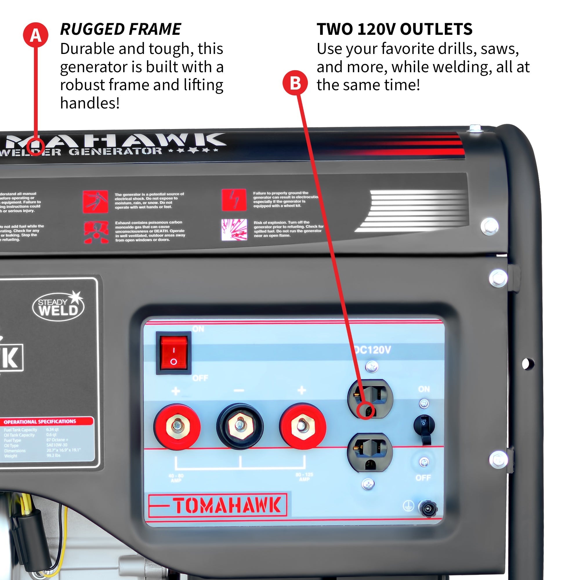 PRE ORDER: 120 Amp Engine Driven Welder Generator 2200 Watt 7 HP Gas Powered