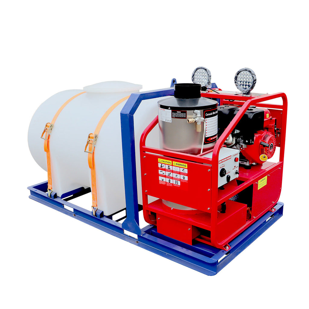 Industrial 4000 PSI Hot Water Pressure Washer with 436 Gal Water Tank