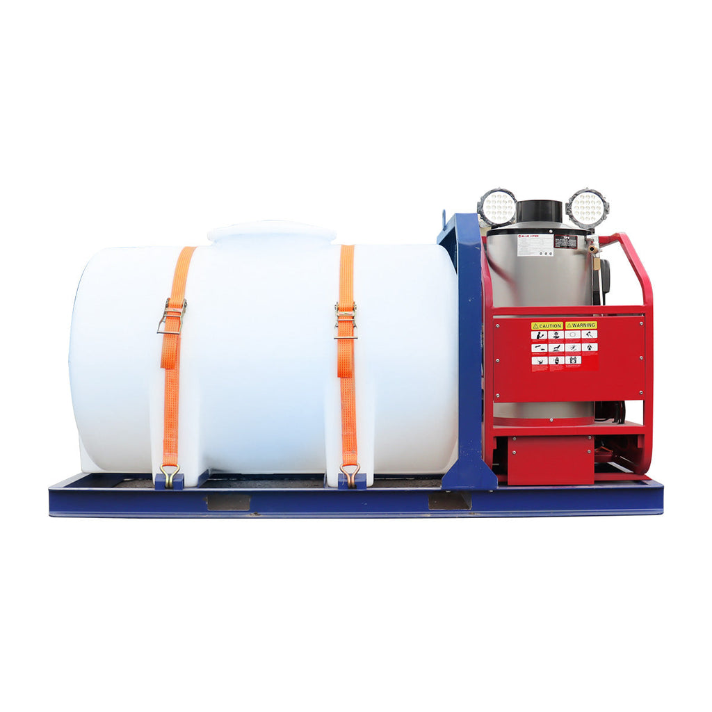 Industrial 4000 PSI Hot Water Pressure Washer with 436 Gal Water Tank