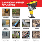 3.6HP Honda Vibratory Rammer Jumping Jack Tamper with Honda GXR120 Engine Impact Force 3,550 lbs/ft