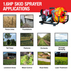 1.6HP Skid Sprayer Barrel Mount Only with Honda GX35 100ft Hose and 500 PSI Pump for Pest Control