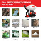 5 Gal Battery-Powered Fertilizer Spreader Broadcast Lawn Seed Ice Melt Salt