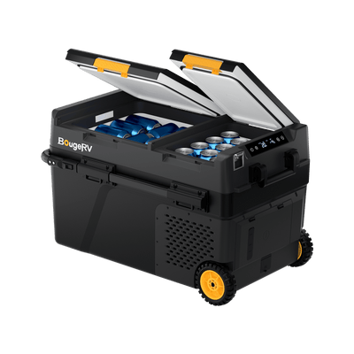 BougeRV CRD2 Dual Zone Solar Battery Portable Fridge Kit with Detachable Battery & Solar Panel