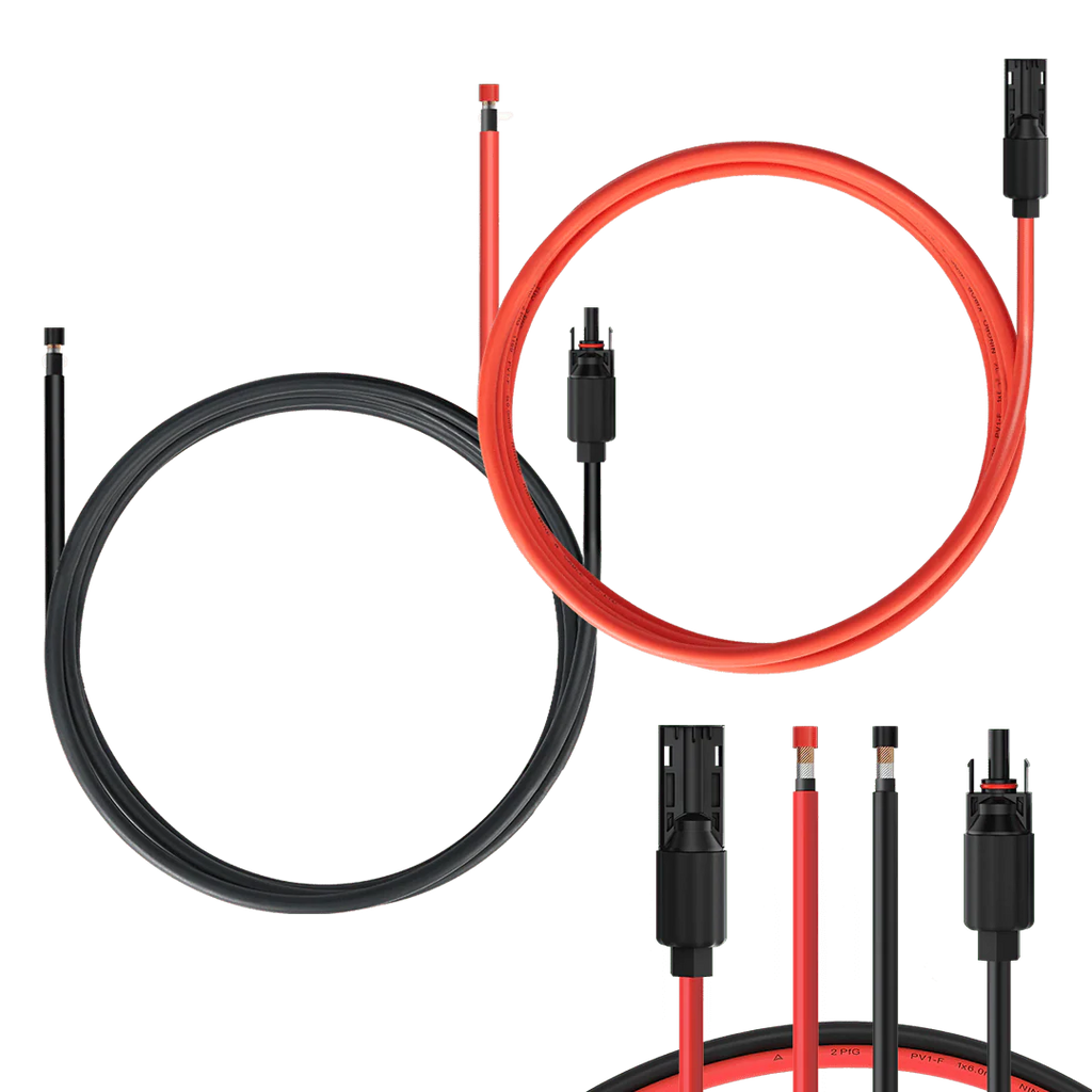 Solar Extension Cable with Extra Free Connectors(xx FT Red+xx FT Black)