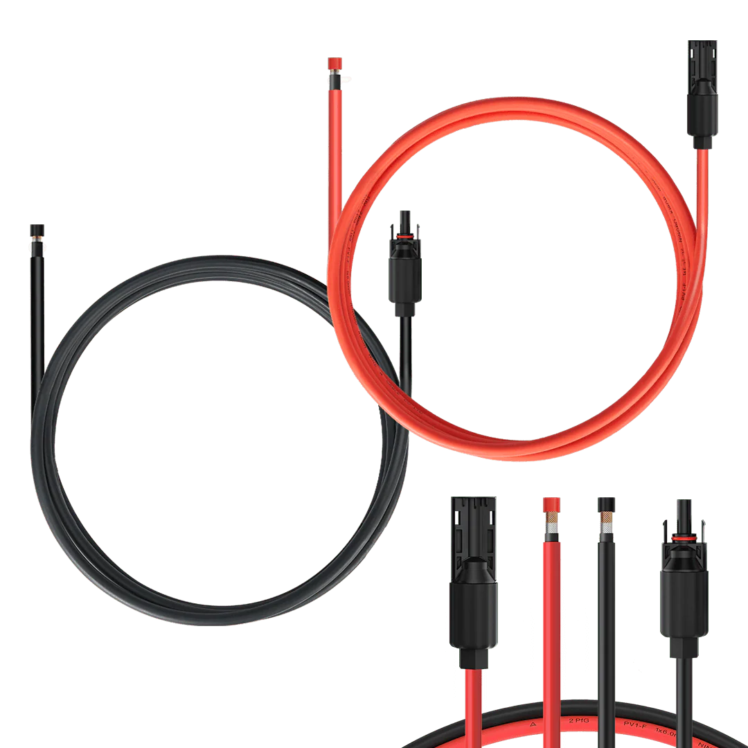 Solar Extension Cable with Extra Free Connectors(xx FT Red+xx FT Black)