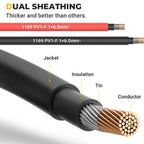 Solar Extension Cable with Extra Free Connectors(xx FT Red+xx FT Black)