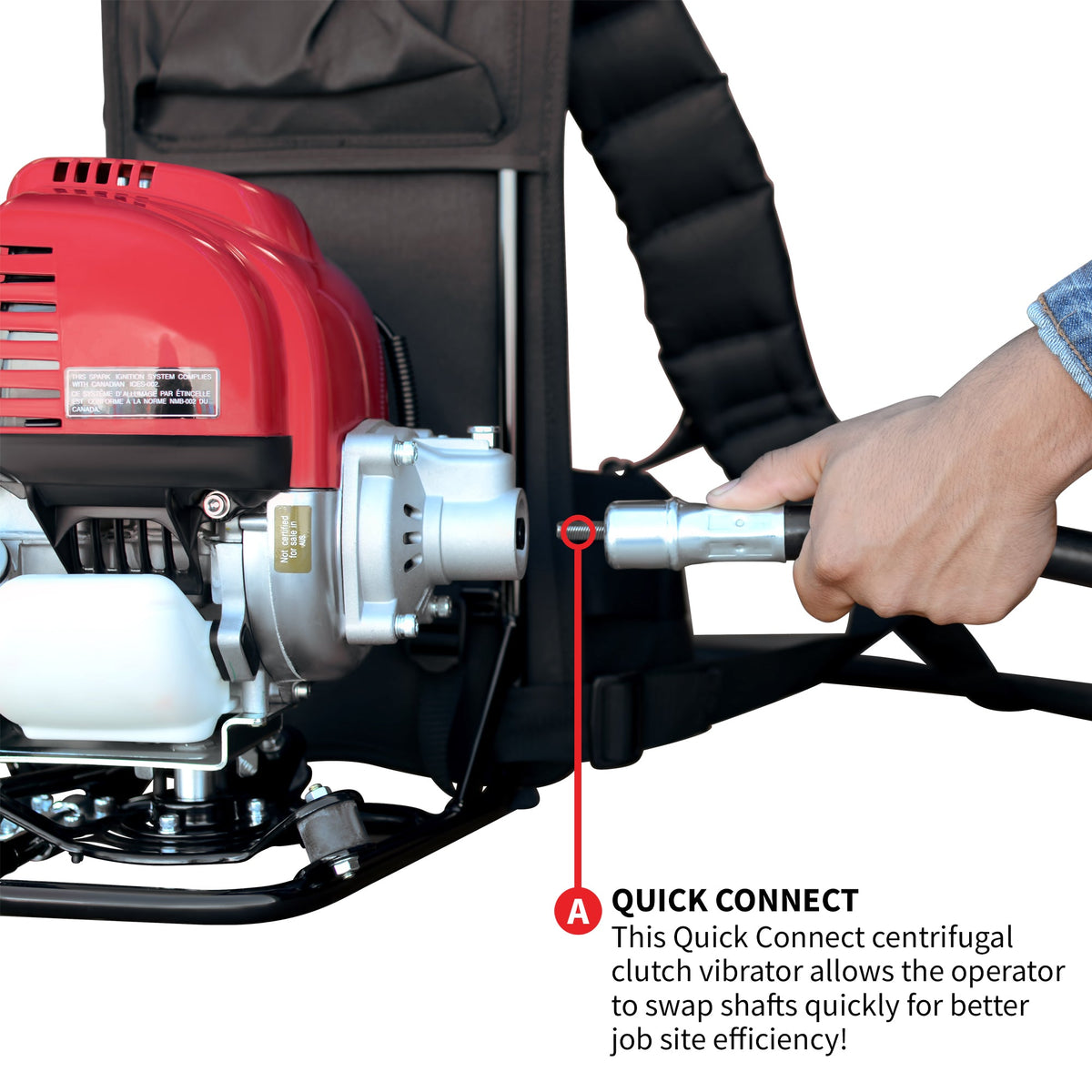 2HP Honda Concrete Vibrator with Flex Shaft Cable Whip Backpack