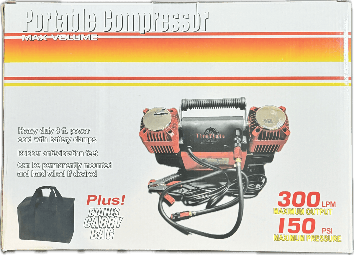 Combo Pac 300LPM 12V Twin Cylinder Heavy Duty Offroad, Overland Air Compressor