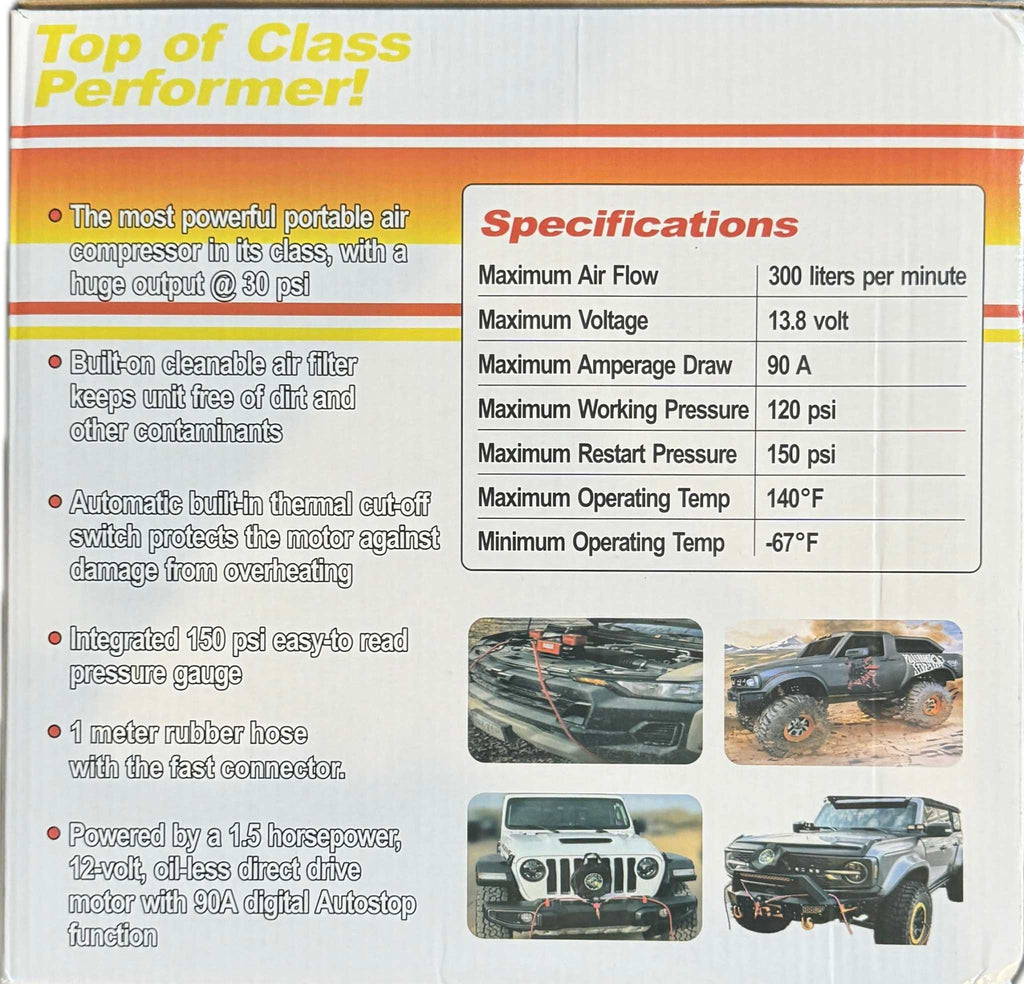 Digital 300LPM  12V Twin Cylinder Offroad, Overland Air Compressor