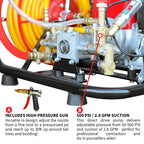 1.6HP Skid Sprayer Barrel Mount Only with Honda GX35 100ft Hose and 500 PSI Pump for Pest Control