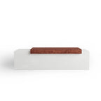 Tapered Bench with Wooden Planks - White GFRC Concrete Bench